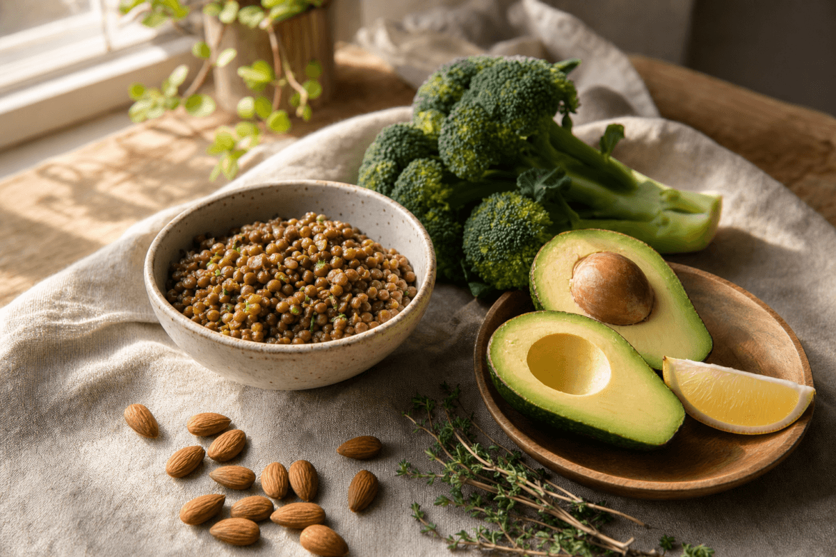 Lentilles, broccoli, avocado en amandelen - whole foods voor diabetes-remissie