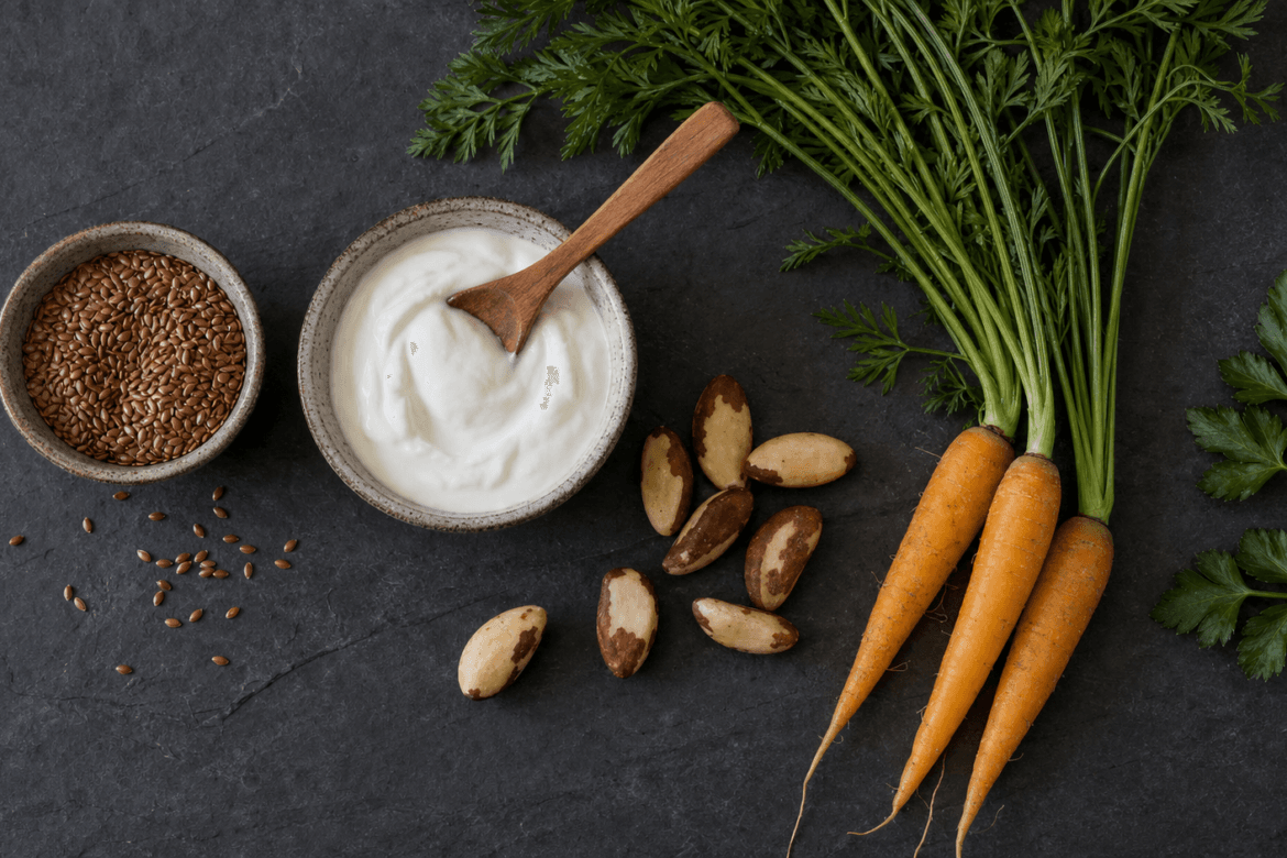Lijnzaad, yoghurt, paranoten en wortels - voedingsstoffen bij colitis ulcerosa