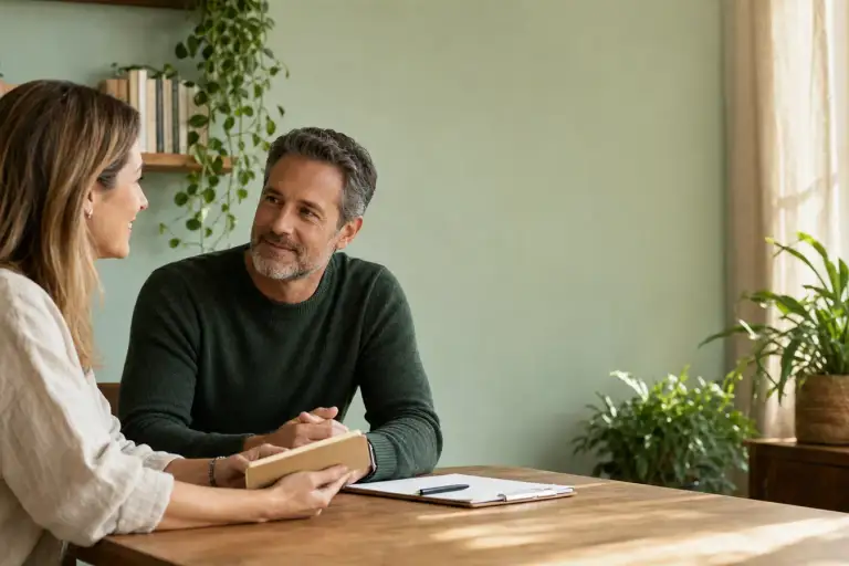 Behandelaar in gesprek met patiënt bij Newmedix